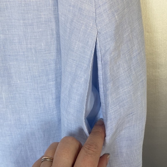 C&C California Blue Linen Floral Embroidered Sleeveless Shift Dress Size S - Picture 7 of 11